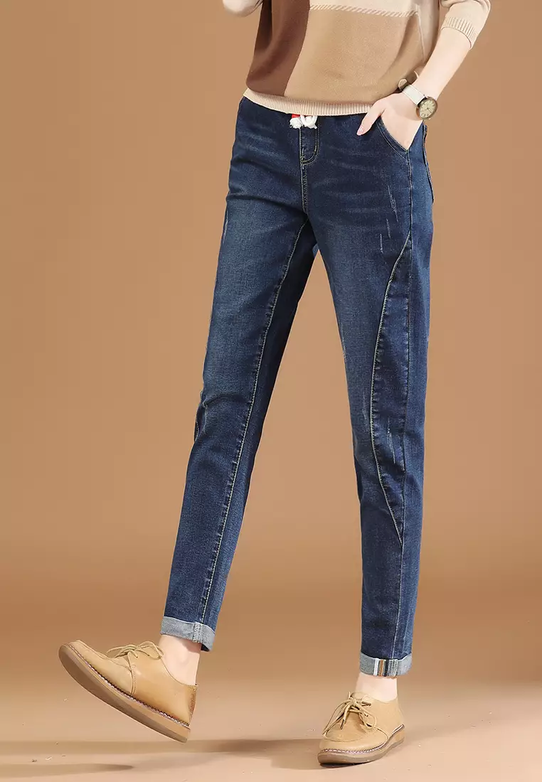 A-IN GIRLS Elastic Waist Panelled Jeans