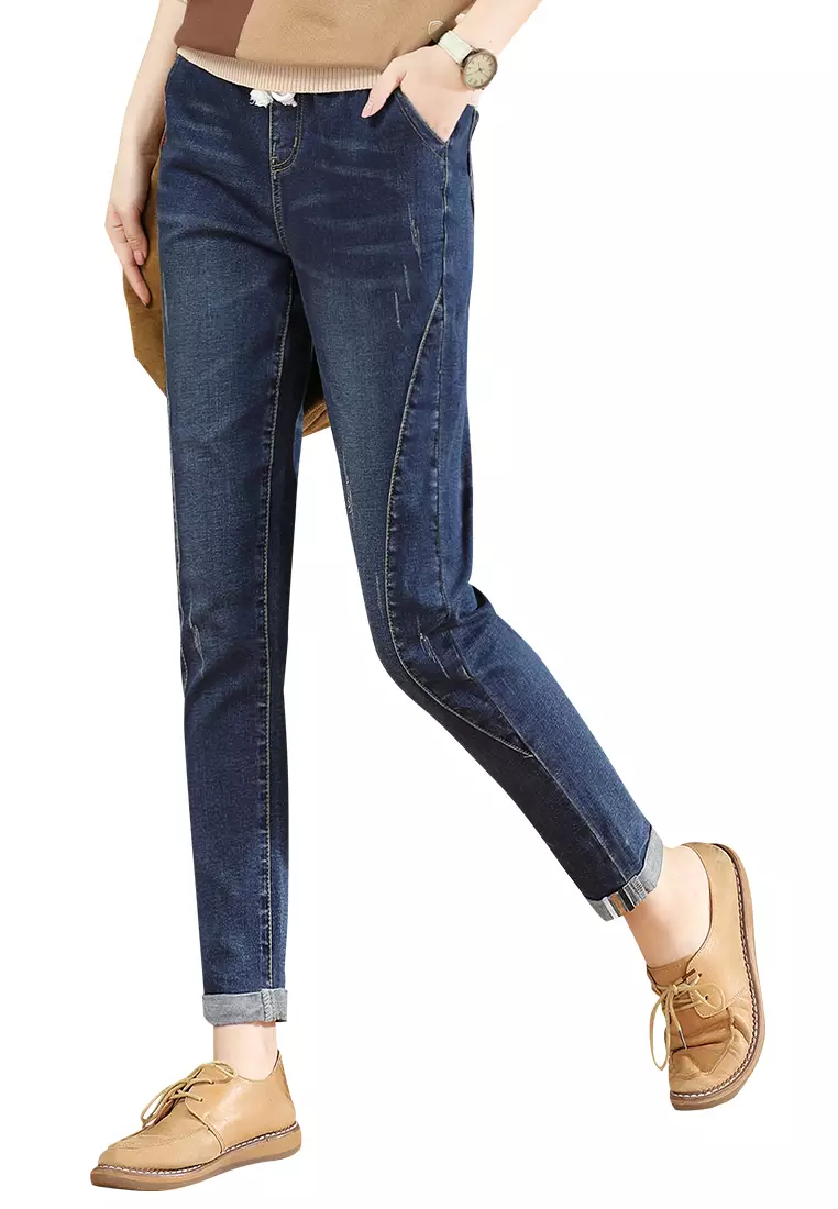 A-IN GIRLS Elastic Waist Panelled Jeans