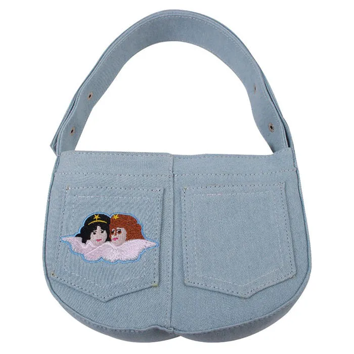 Angel Embroidery Baguette Bag