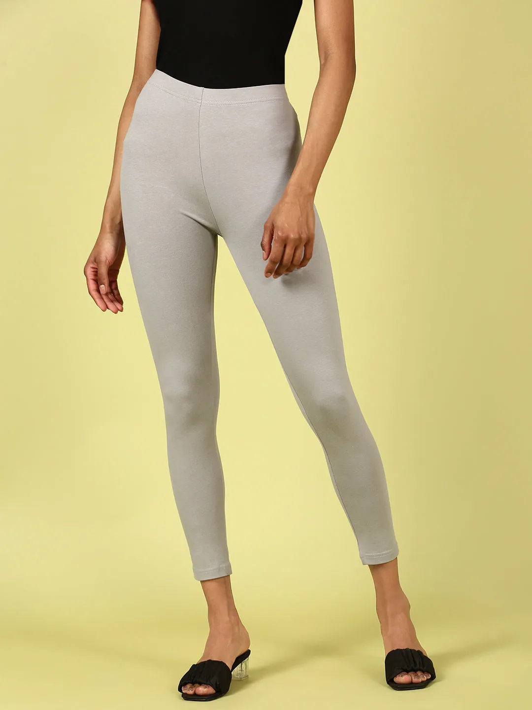 Ankle Length Leggings Cotton-Light Grey