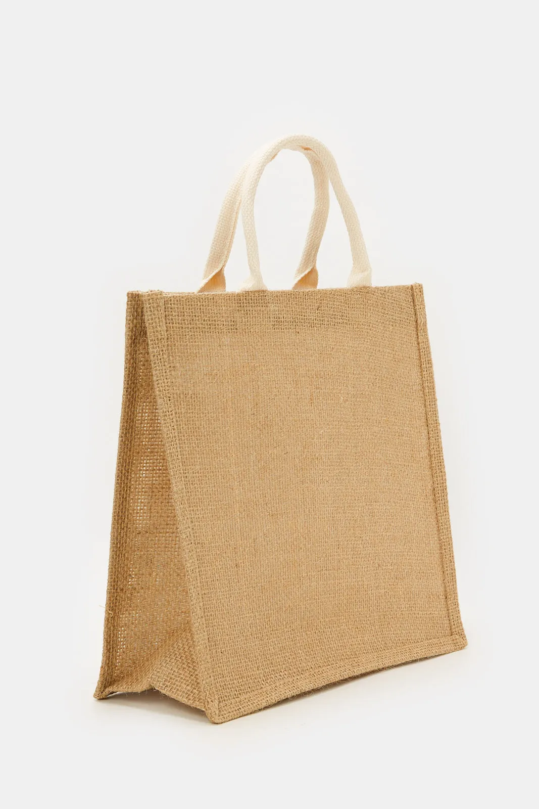 Beige Printed Shopping Bag