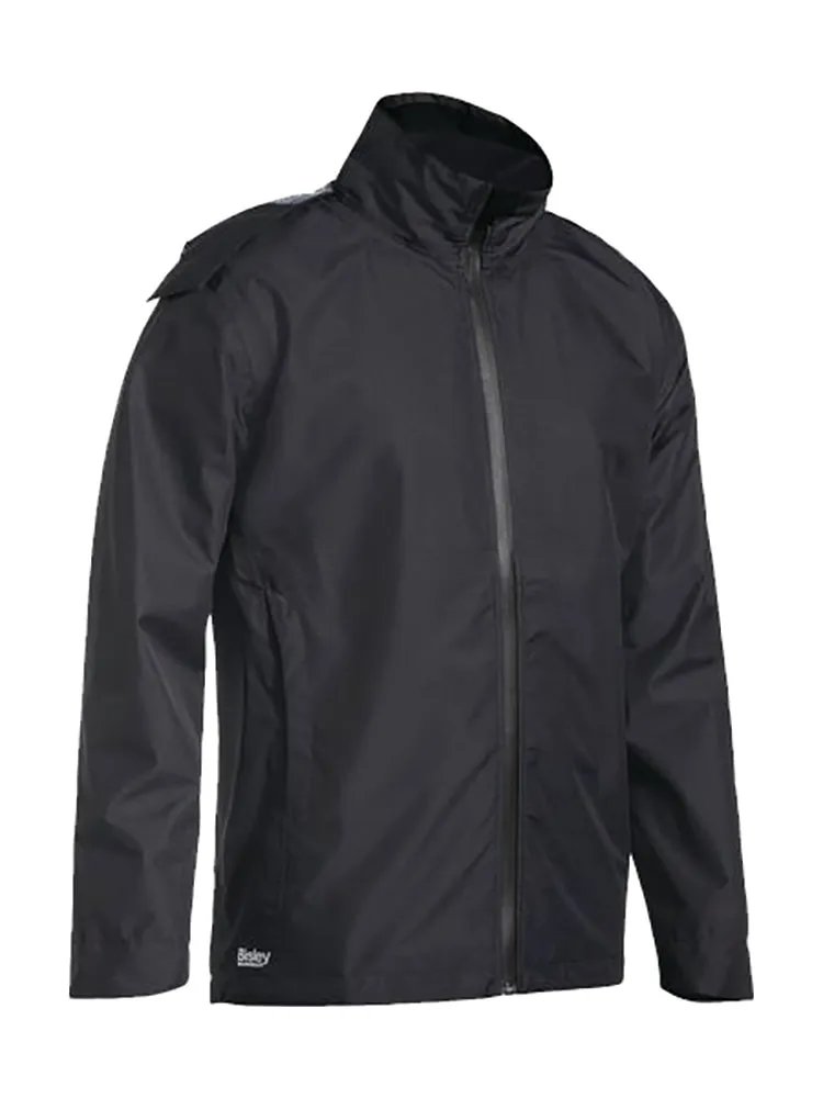 Bisley Workwear BJ6926 Mens Lightweight Rain Jacket - Mini Ripstop - Concealed Hood - Waterproof - TPU - Black - XS