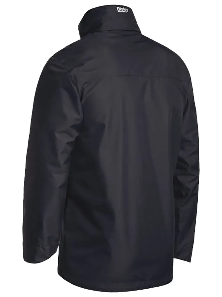 Bisley Workwear BJ6926 Mens Lightweight Rain Jacket - Mini Ripstop - Concealed Hood - Waterproof - TPU - Black - XS