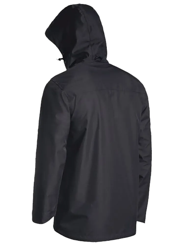 Bisley Workwear BJ6926 Mens Lightweight Rain Jacket - Mini Ripstop - Concealed Hood - Waterproof - TPU - Black - XS