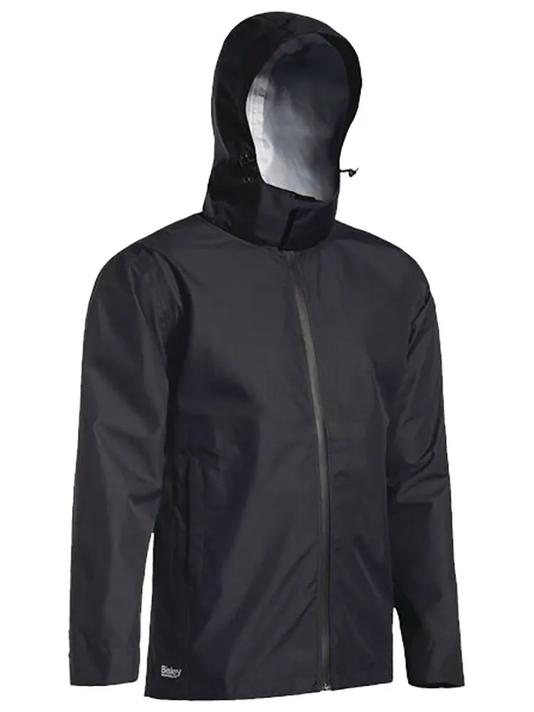 Bisley Workwear BJ6926 Mens Lightweight Rain Jacket - Mini Ripstop - Concealed Hood - Waterproof - TPU - Black - XS