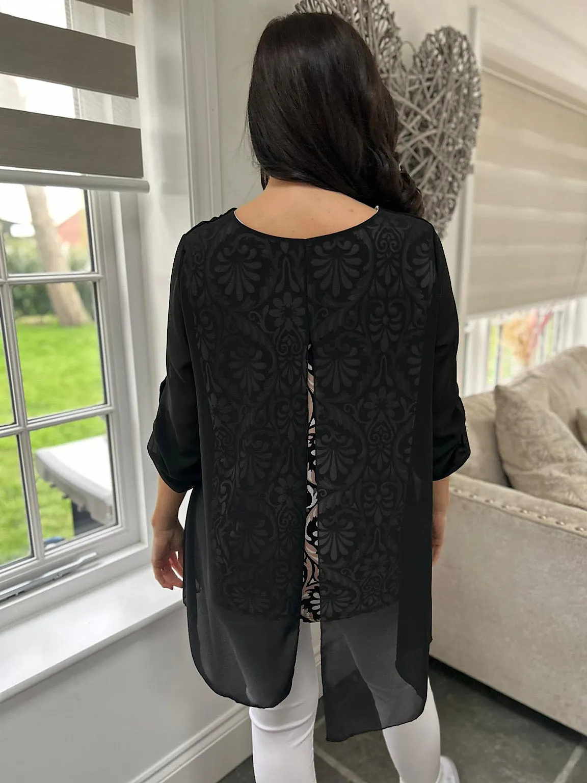 Black Layered Patterned Blouse Emily