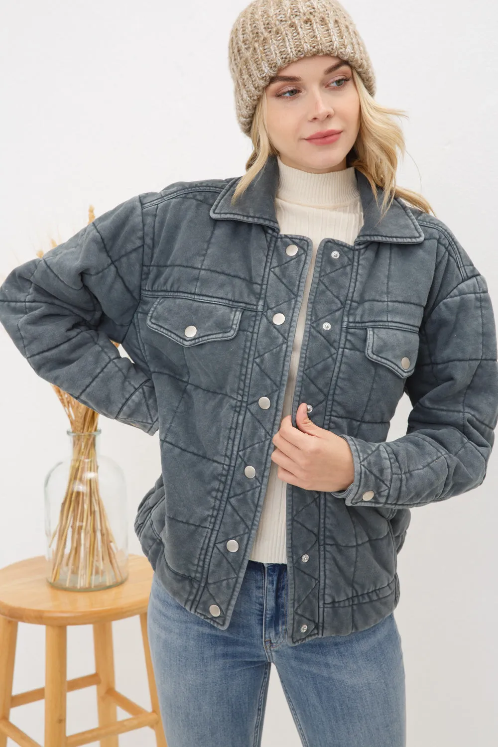 Blue B Garment Stone Wash Quilted Jacket