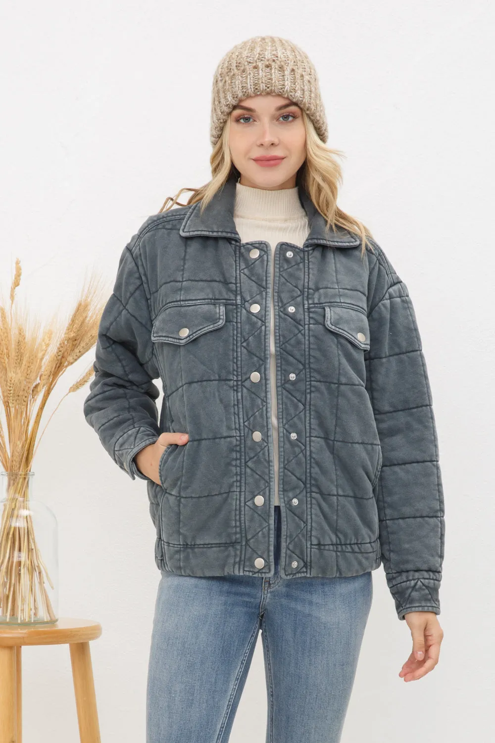 Blue B Garment Stone Wash Quilted Jacket