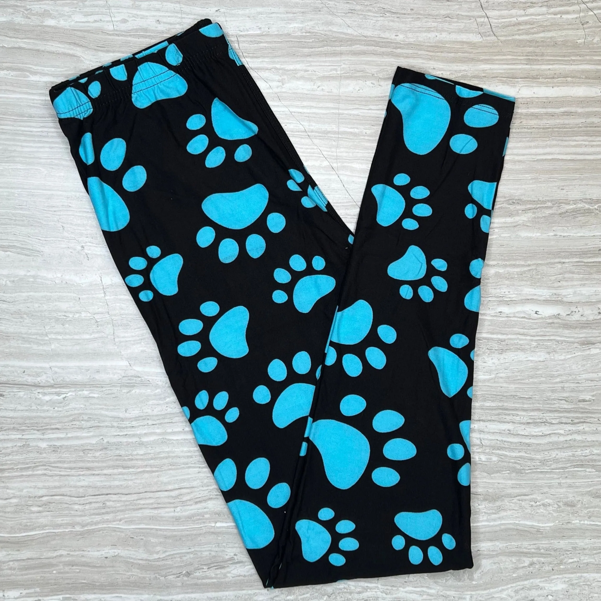 Blue Paw Print Soft Leggings