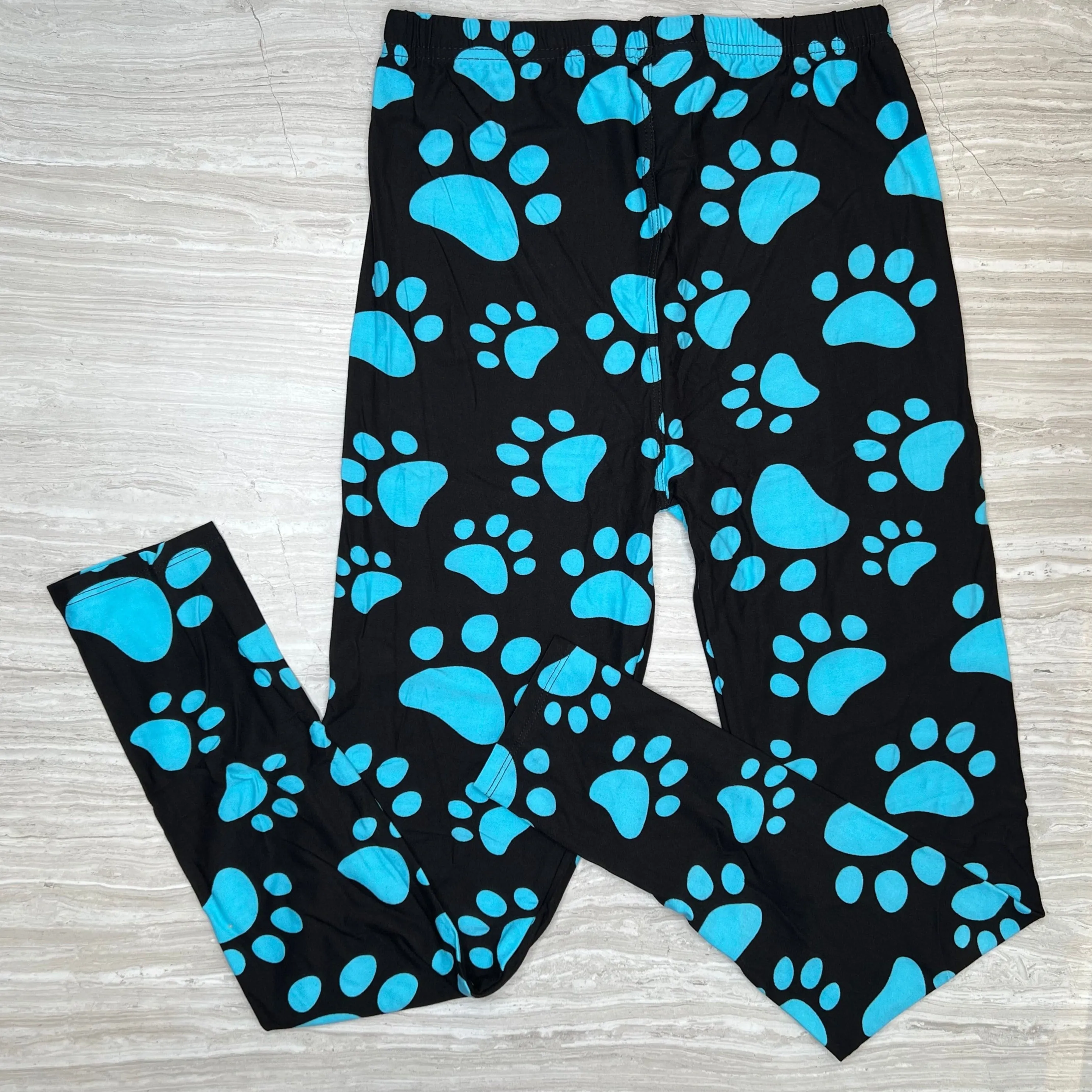 Blue Paw Print Soft Leggings