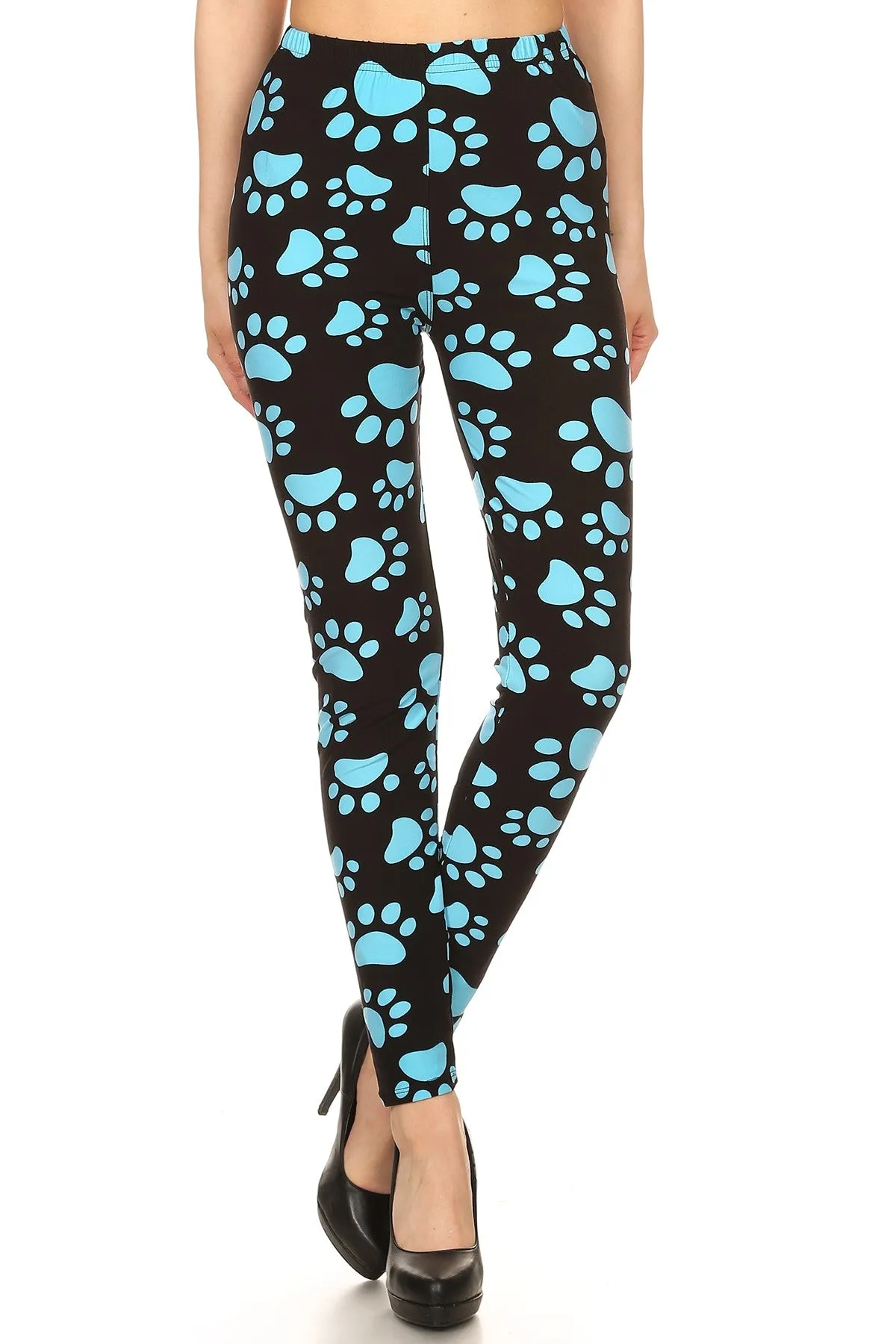 Blue Paw Print Soft Leggings