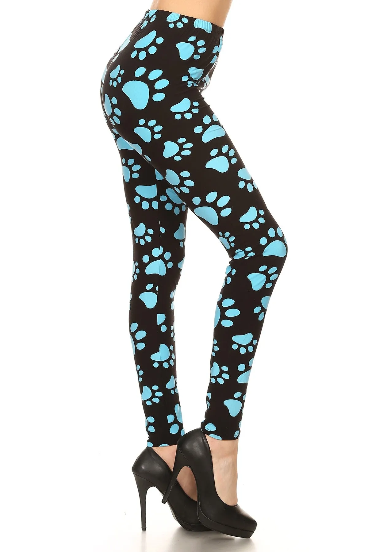 Blue Paw Print Soft Leggings