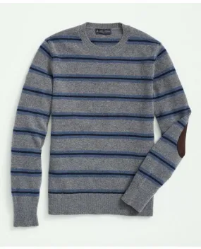 Brooks Brothers Men's Lambswool Crewneck Belt Striped Sweater Grey