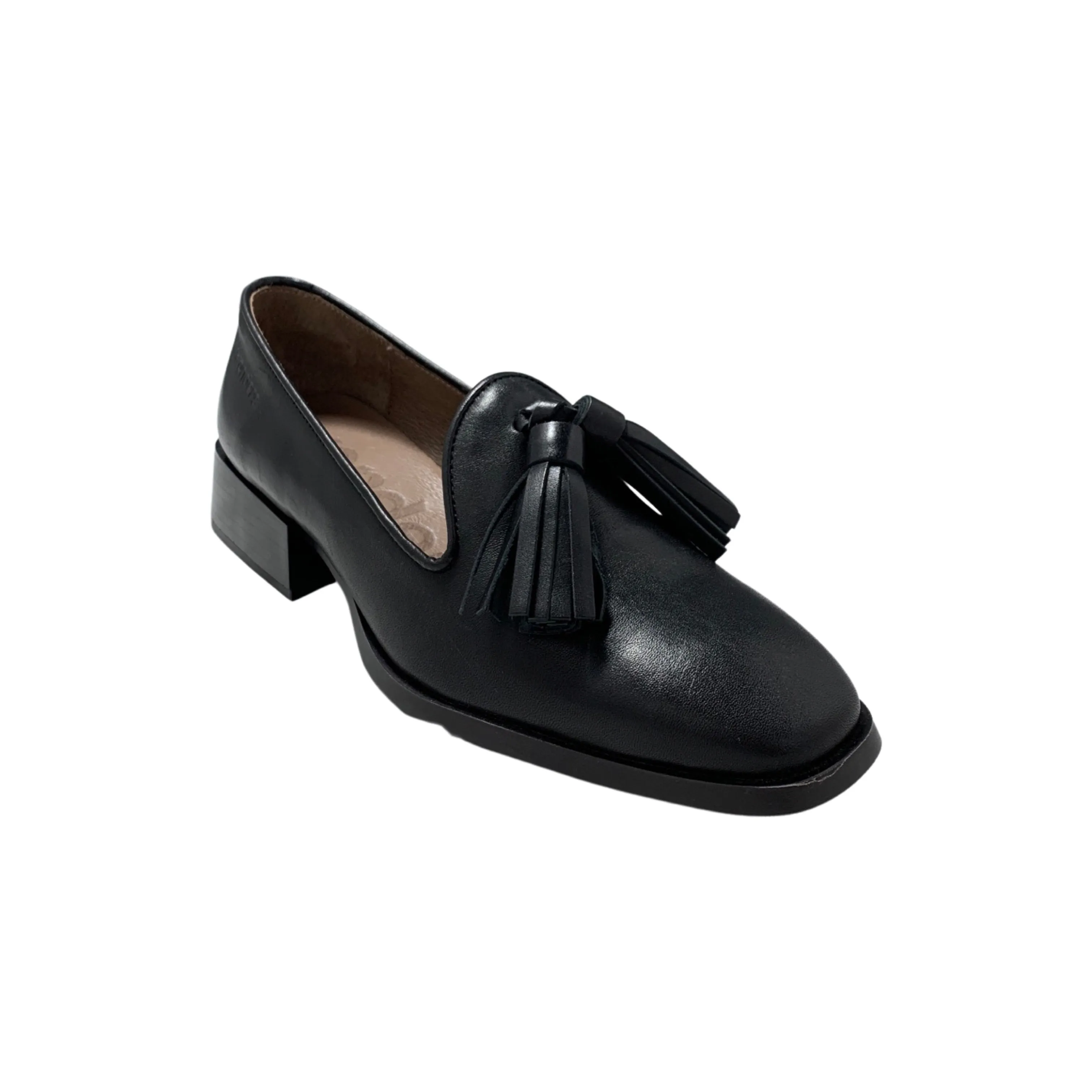 C6801 Black Leather Flat