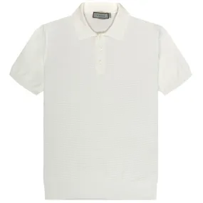 Canali Textured Knitted Polo White