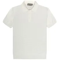 Canali Textured Knitted Polo White