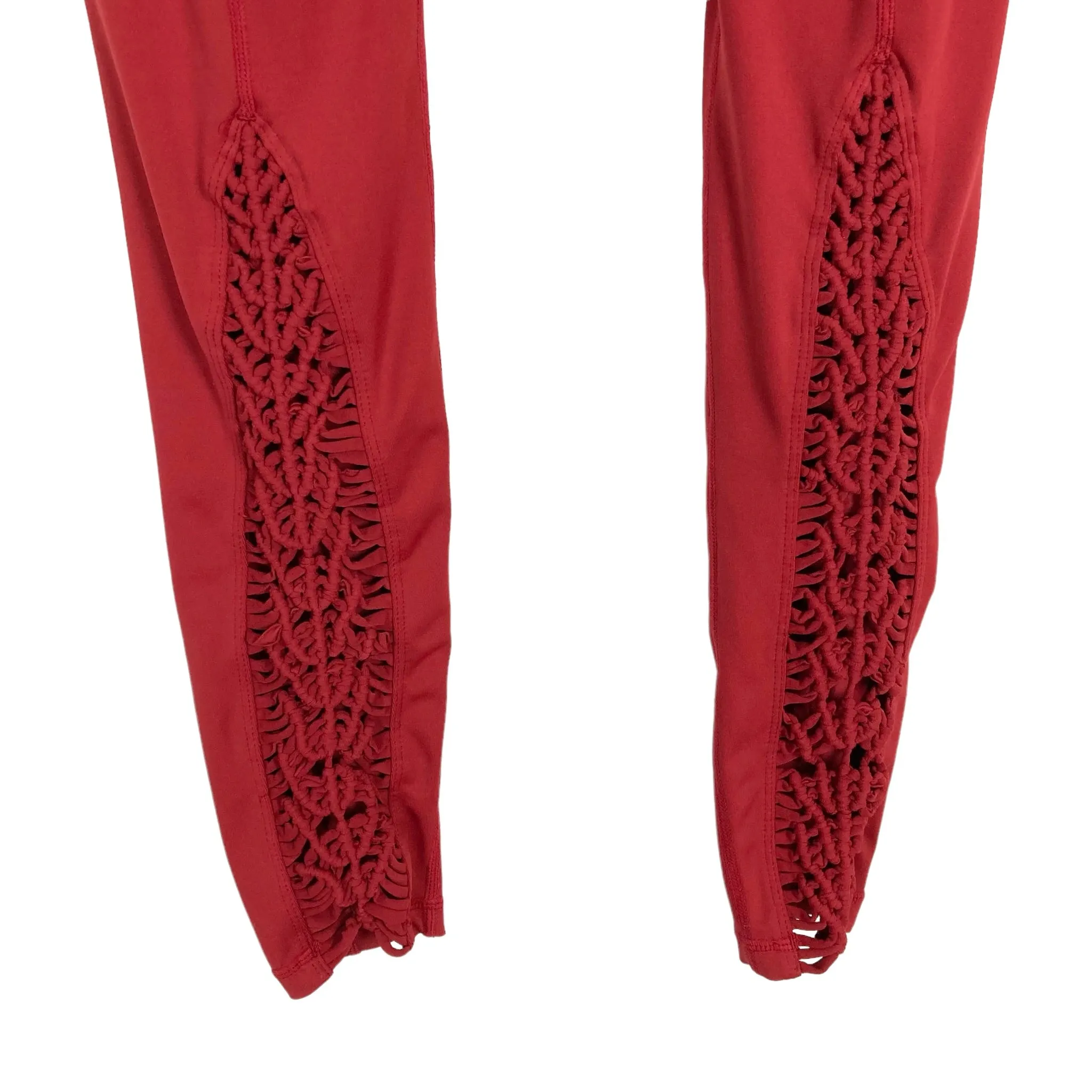 Carbon38 Red Dahlia Padang Macrame Leggings- Size S (we have matching sweatshirt, Inseam 27”, sold out online)