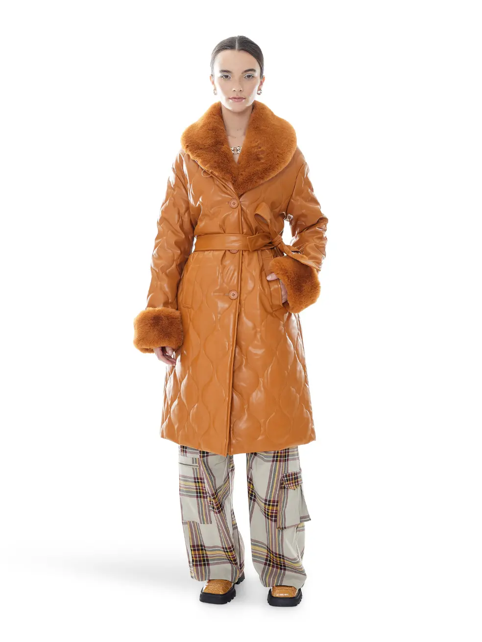 		Carrie  Spice Faux Fur Coat	