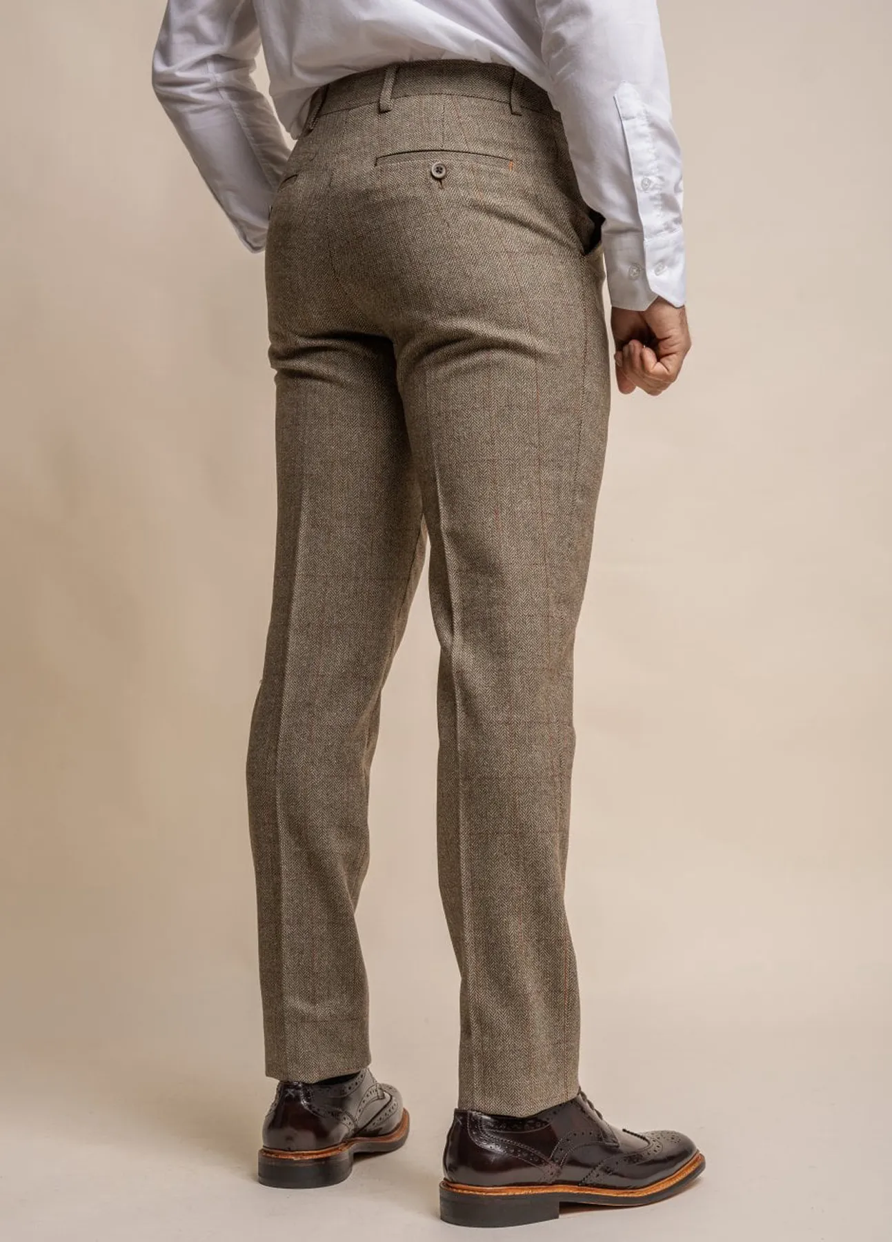 Cavani Gaston Sage Green Tweed Check Trousers Slim Fit