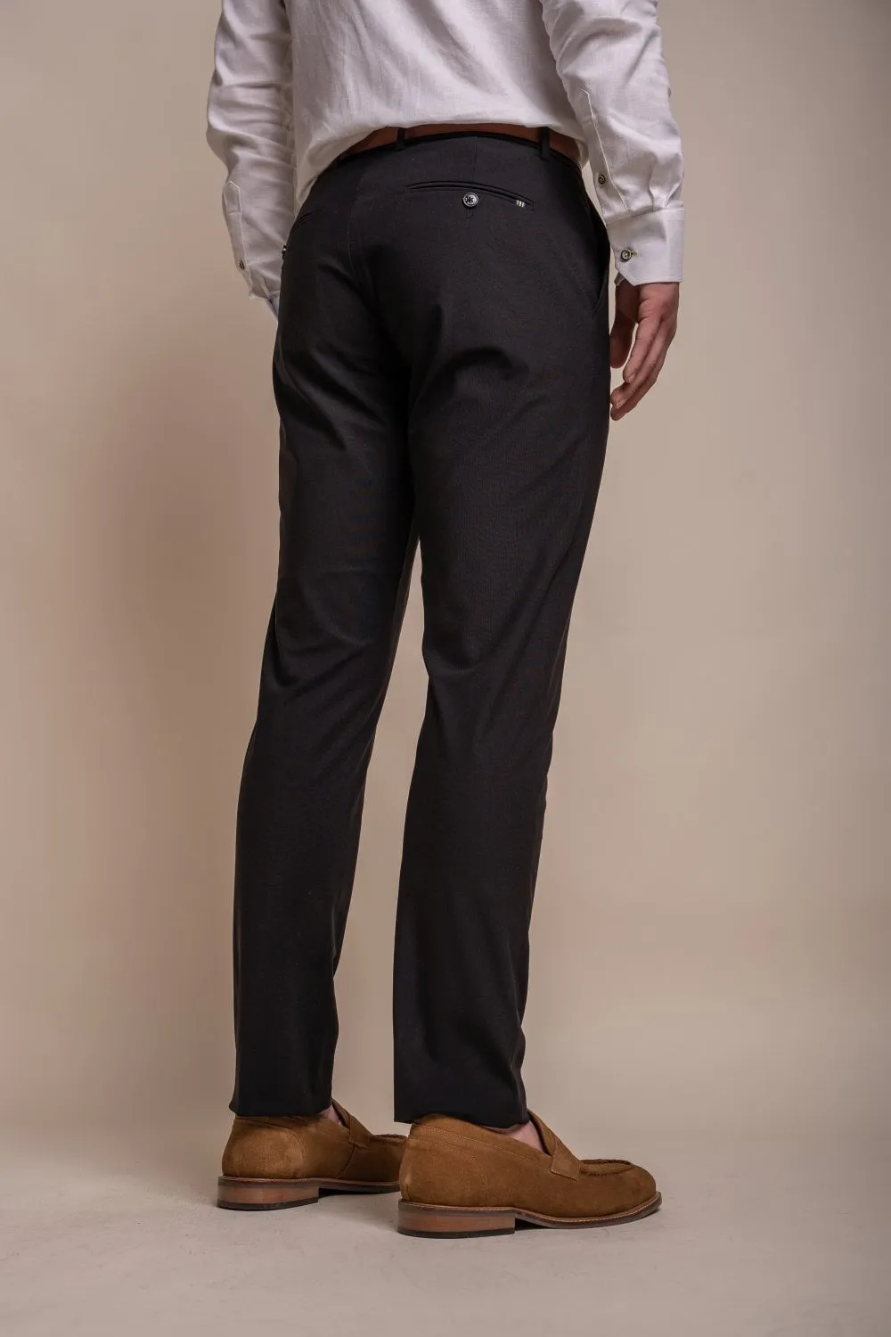 Cavani Reed Black Slim Fit Trousers Short, Regular & Long