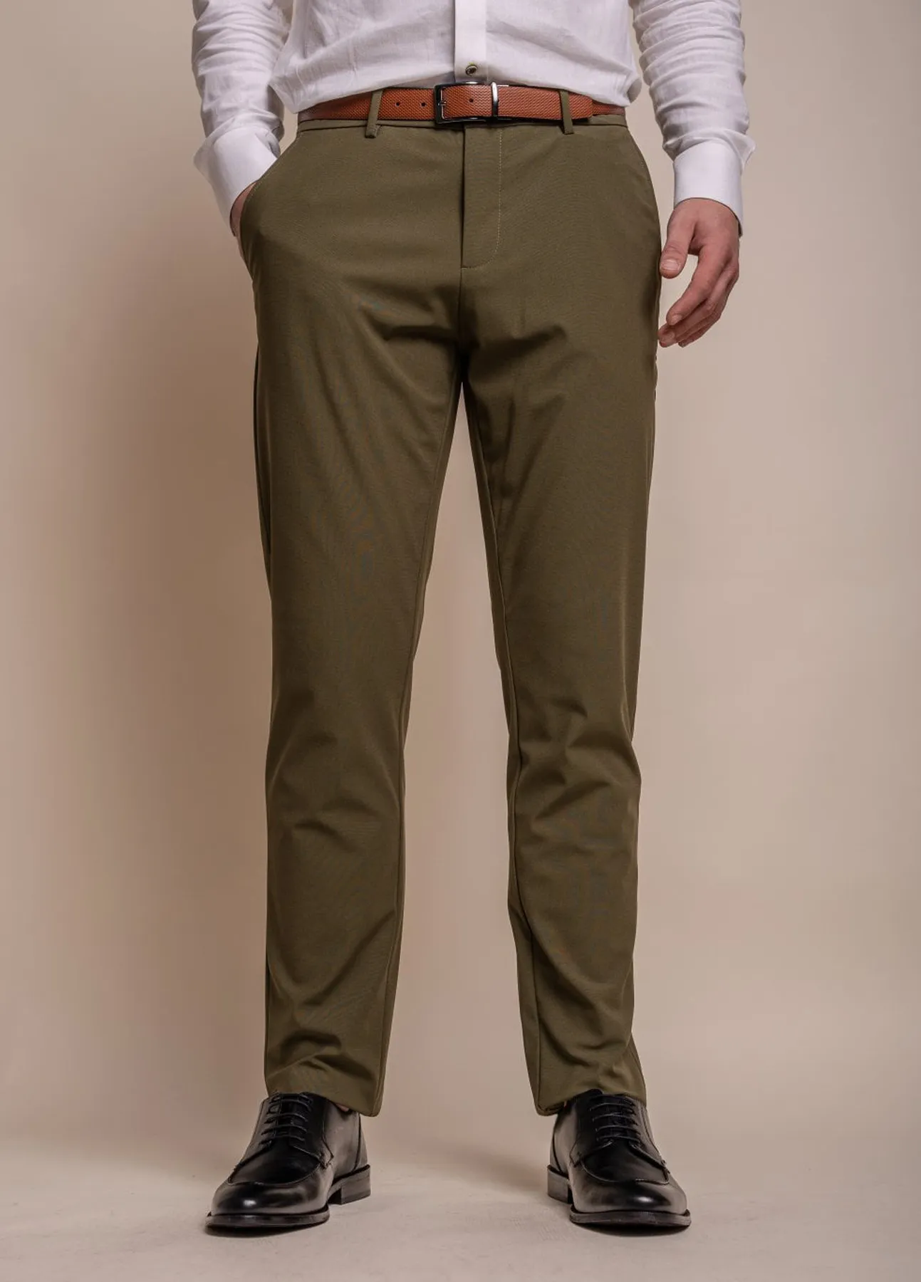 Cavani Reed Khaki Slim Fit Trousers Short, Regular & Long