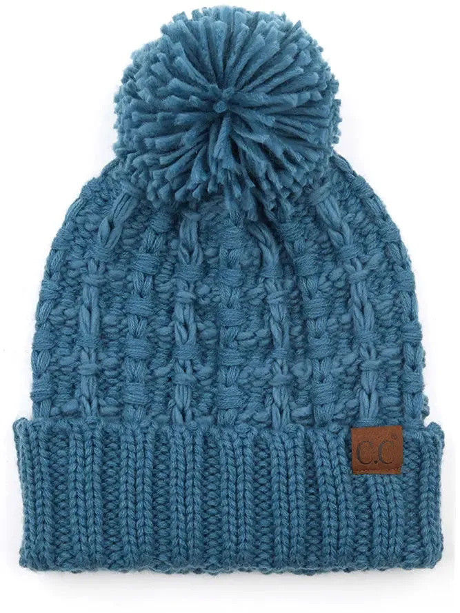 C.C Slipstitch Pom Cuff Beanie Winter Hat