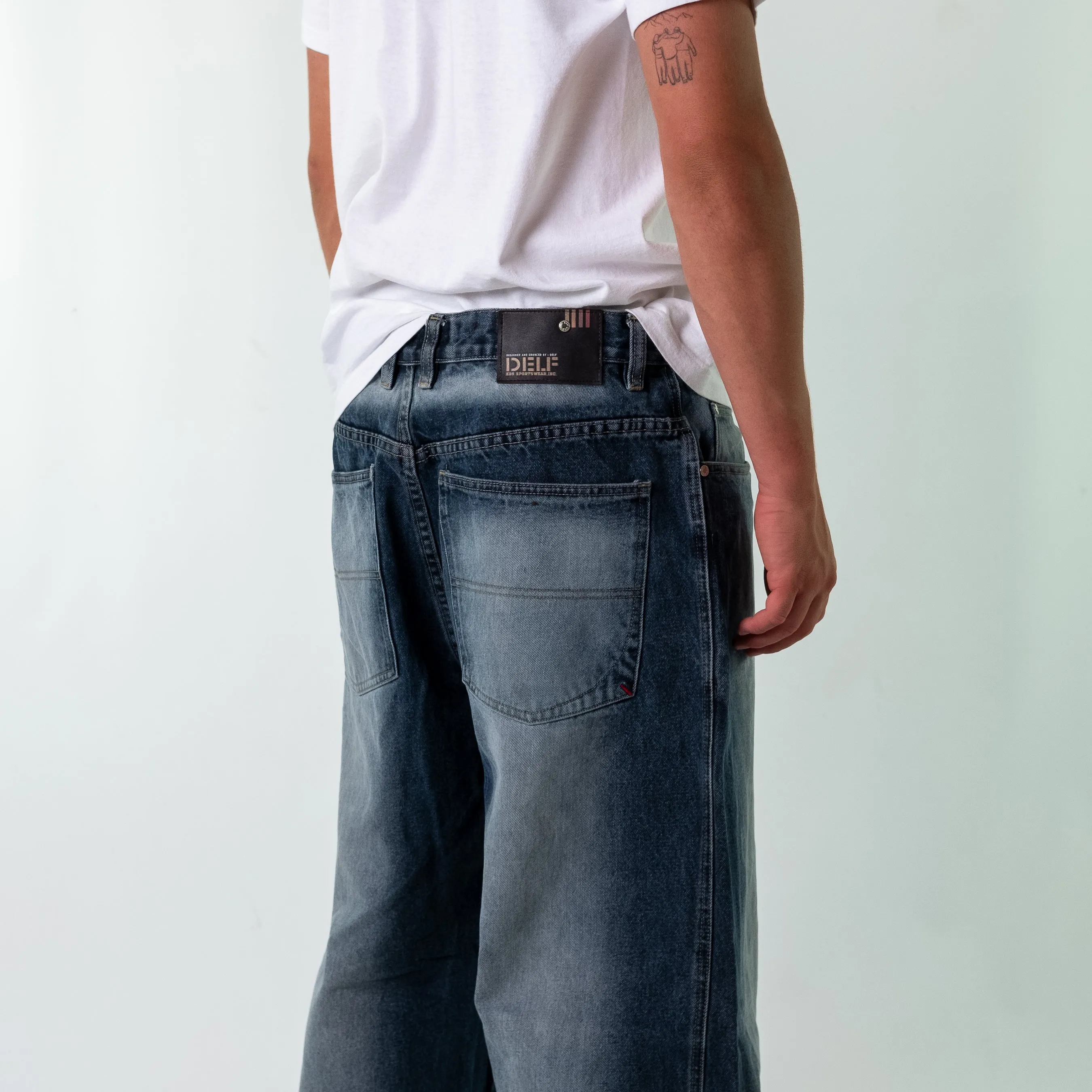 Charcoal Grey 90s  DELF Denim Hip Hop Jeans Baggy Pants (36x32)