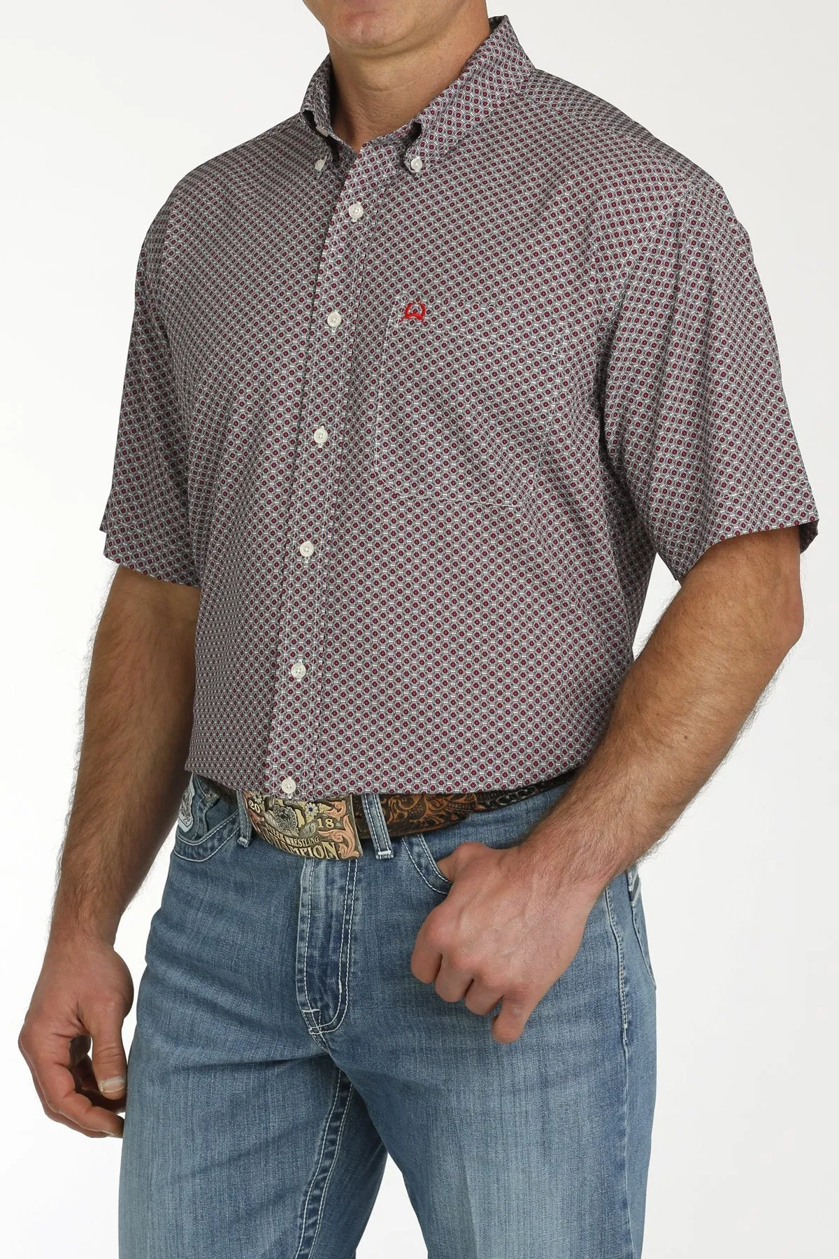 Cinch Red/Navy Geo Arena Flex Shirt