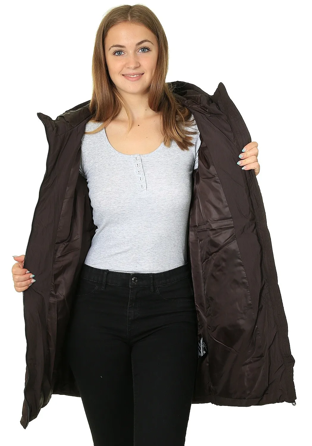 coat ONLY Dolly Long Puffer - Mulch - women´s