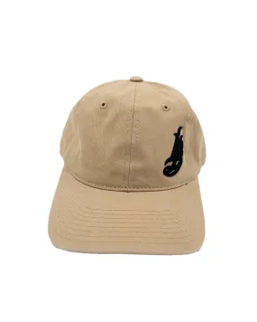 Cursive LB Black on Sandstone Unstructured Dad Hat