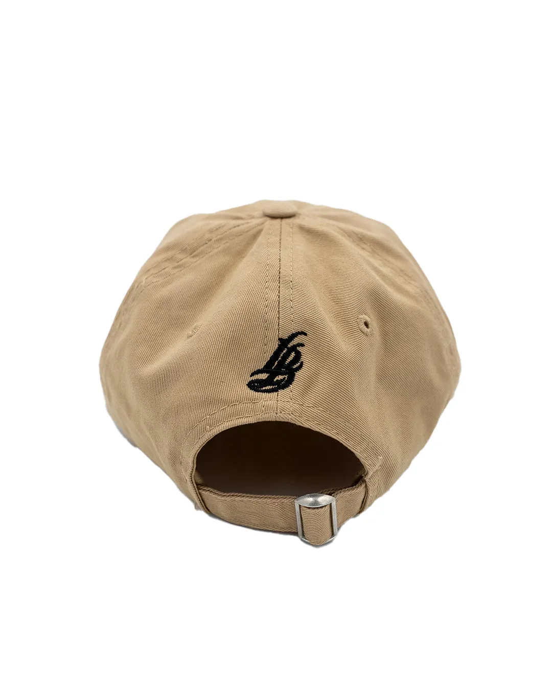 Cursive LB Black on Sandstone Unstructured Dad Hat