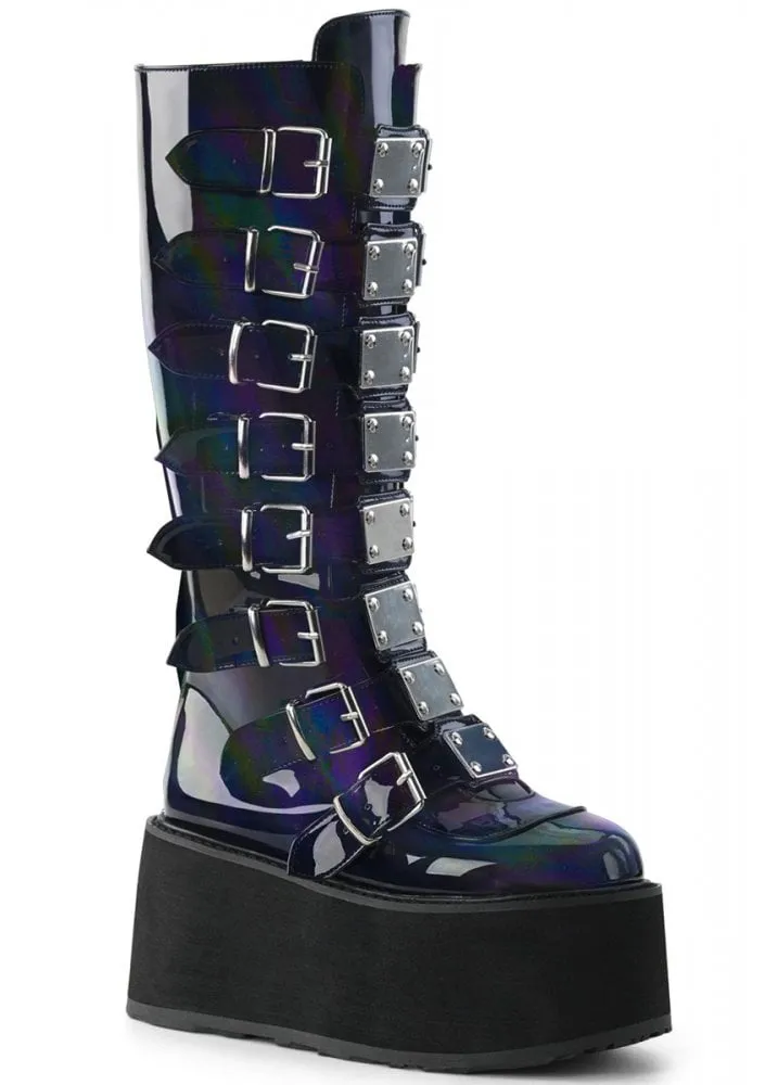 Damned 318 Hologram Knee High Platform Boot