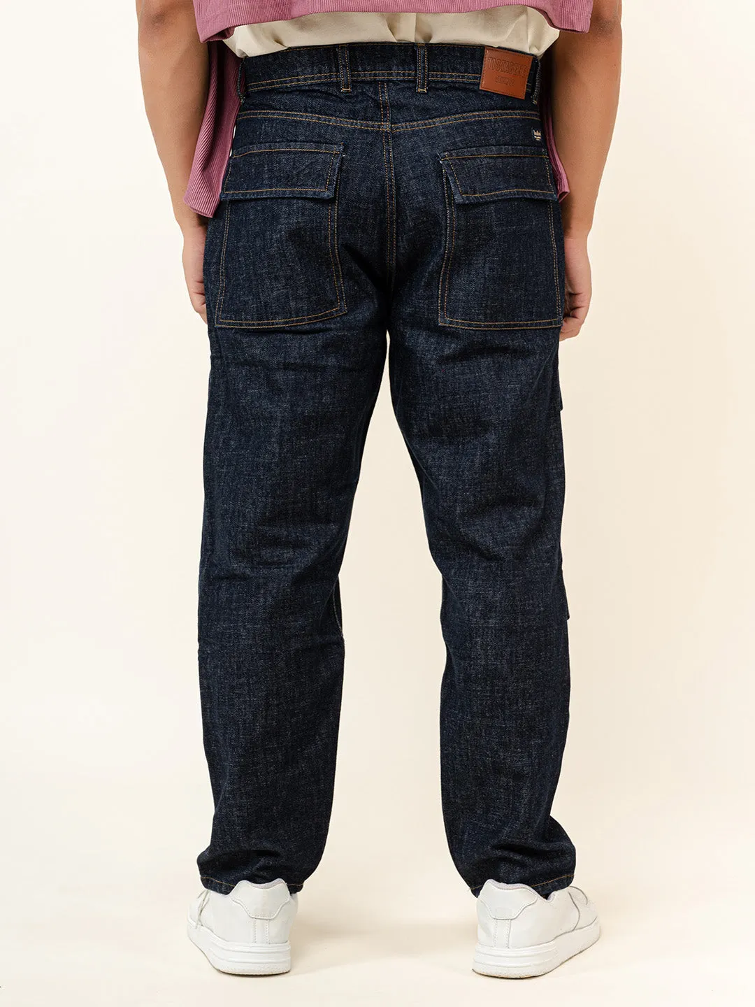 Dark Blue Cargo Baggy Fit Denim Jeans