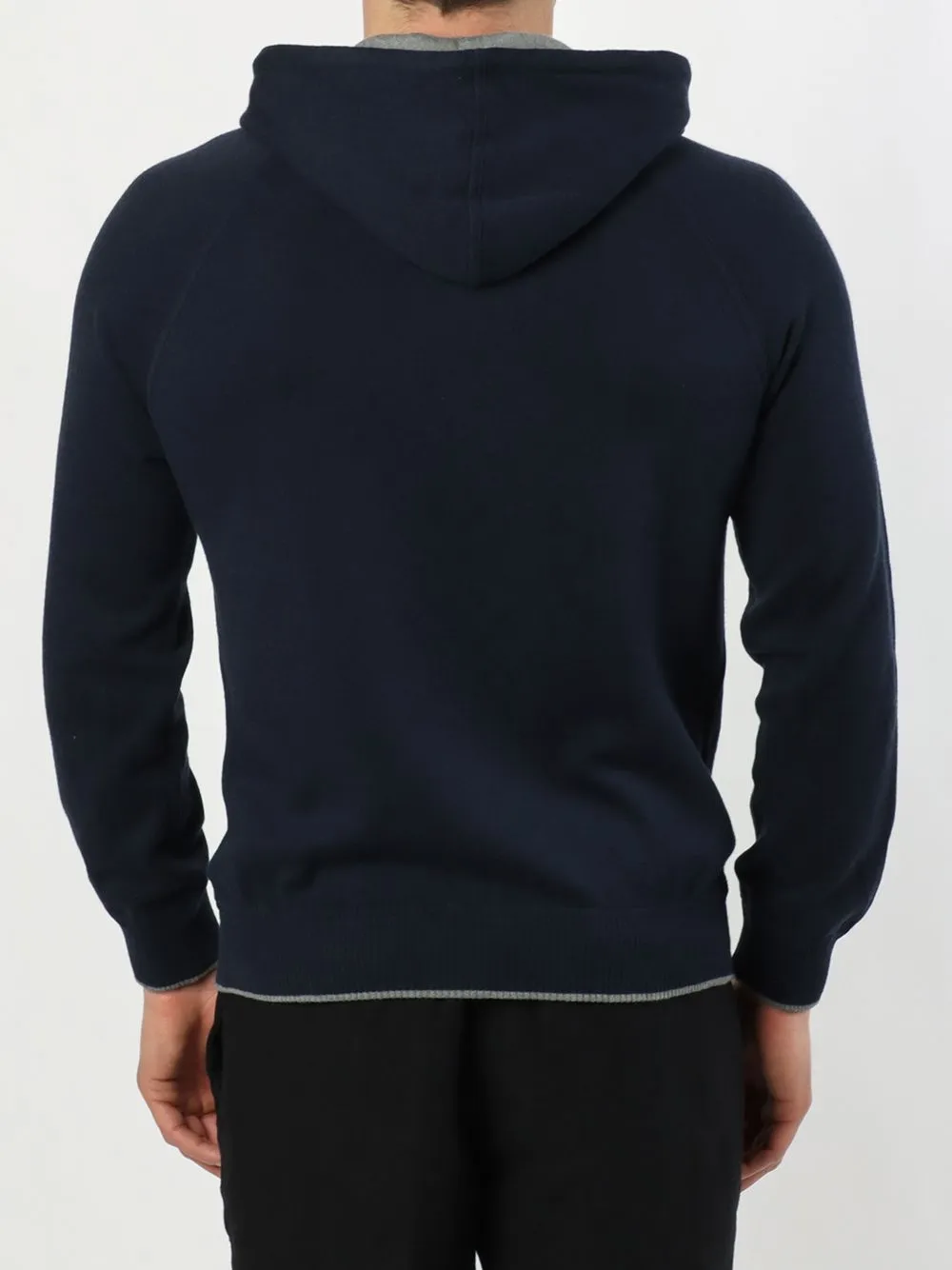 Davide Cenci Full zip sweatshirt with hood and pockets with piping 