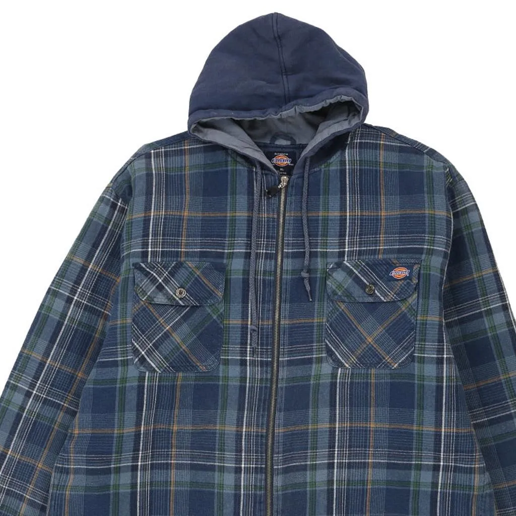 Dickies Checked Jacket - XL Blue Polyester Blend