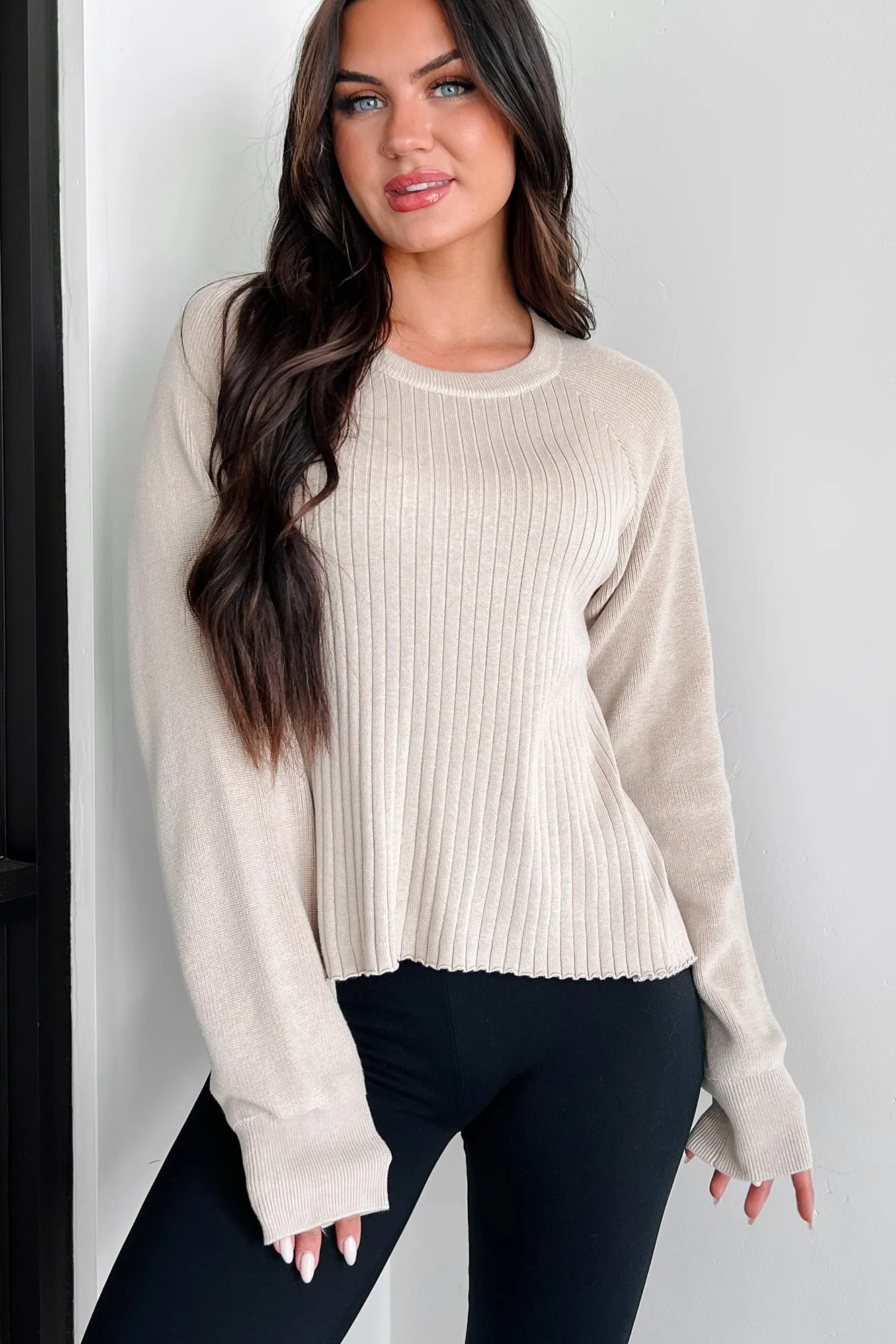 Fast-Forward To Fall Open Back Sweater Top (Beige)