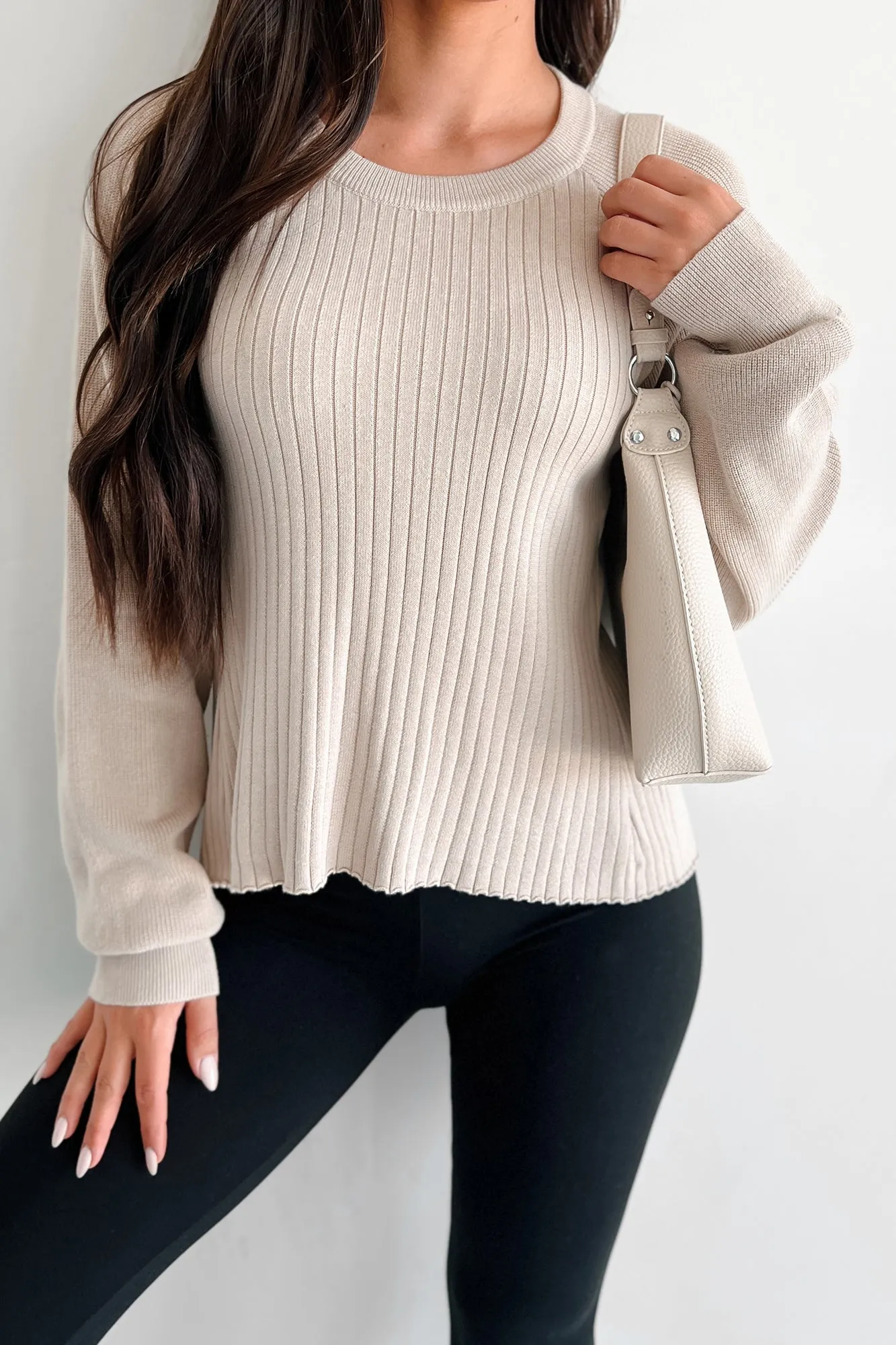 Fast-Forward To Fall Open Back Sweater Top (Beige)