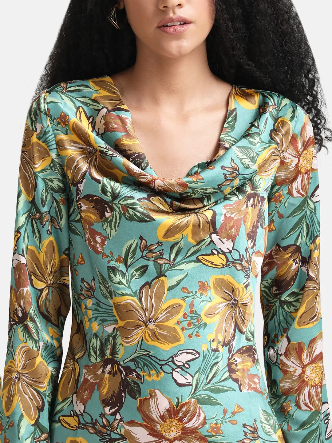 Floral Printed Cowl Neck Top