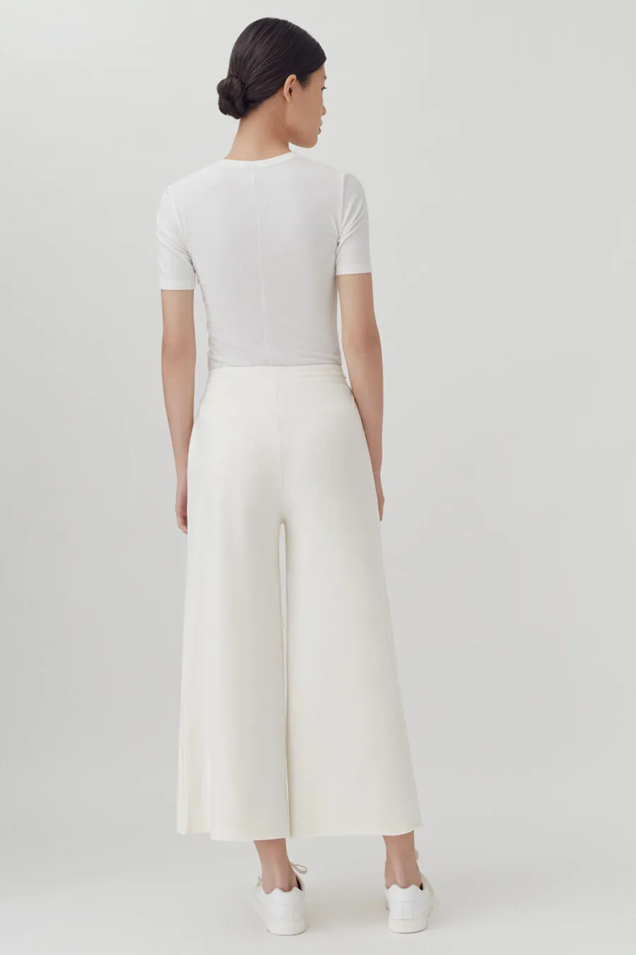 French Terry Wide-Leg Cropped Pant