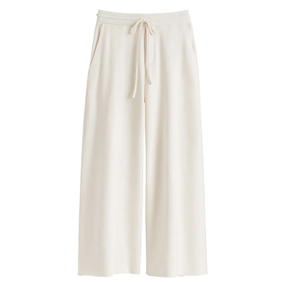 French Terry Wide-Leg Cropped Pant