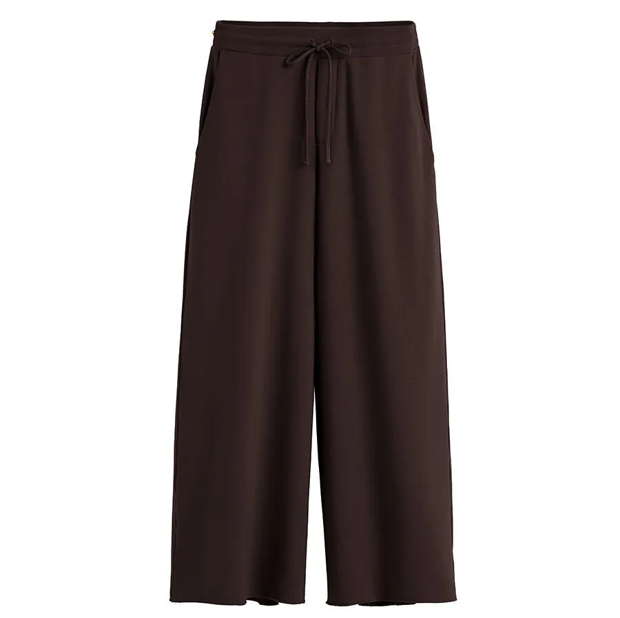 French Terry Wide-Leg Cropped Pant