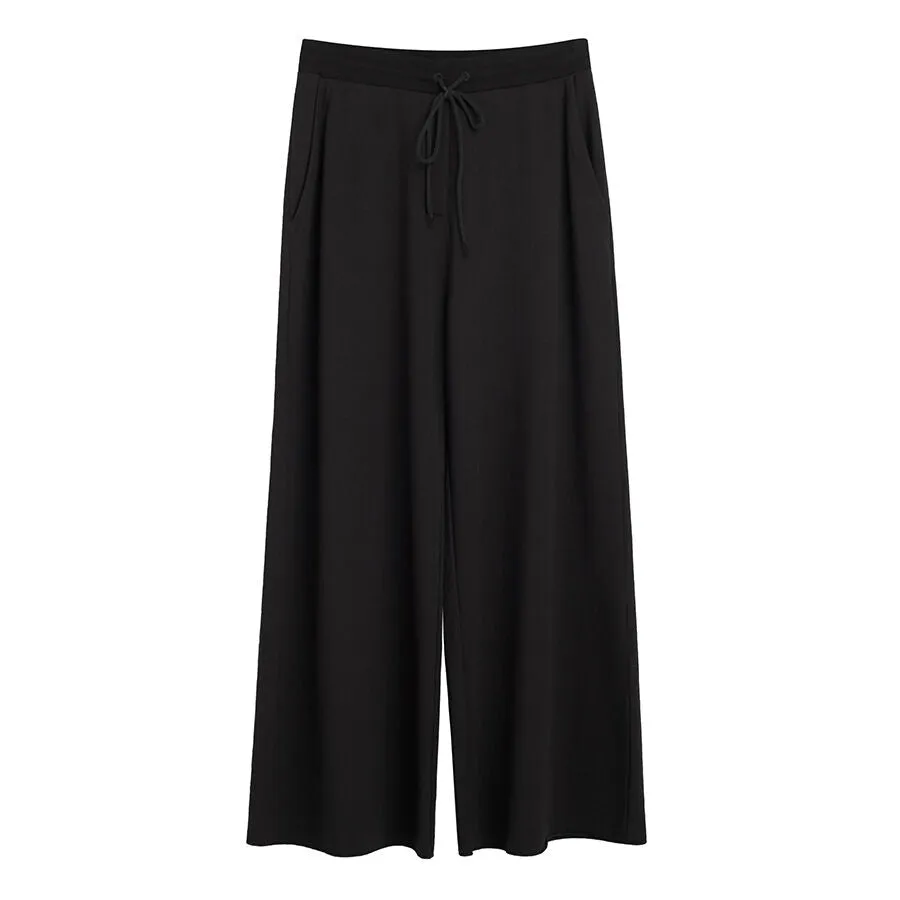 French Terry Wide-Leg Cropped Pant