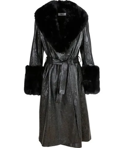 Gigii's Women's Black Rosana Faux Leather Fur Winter Coat