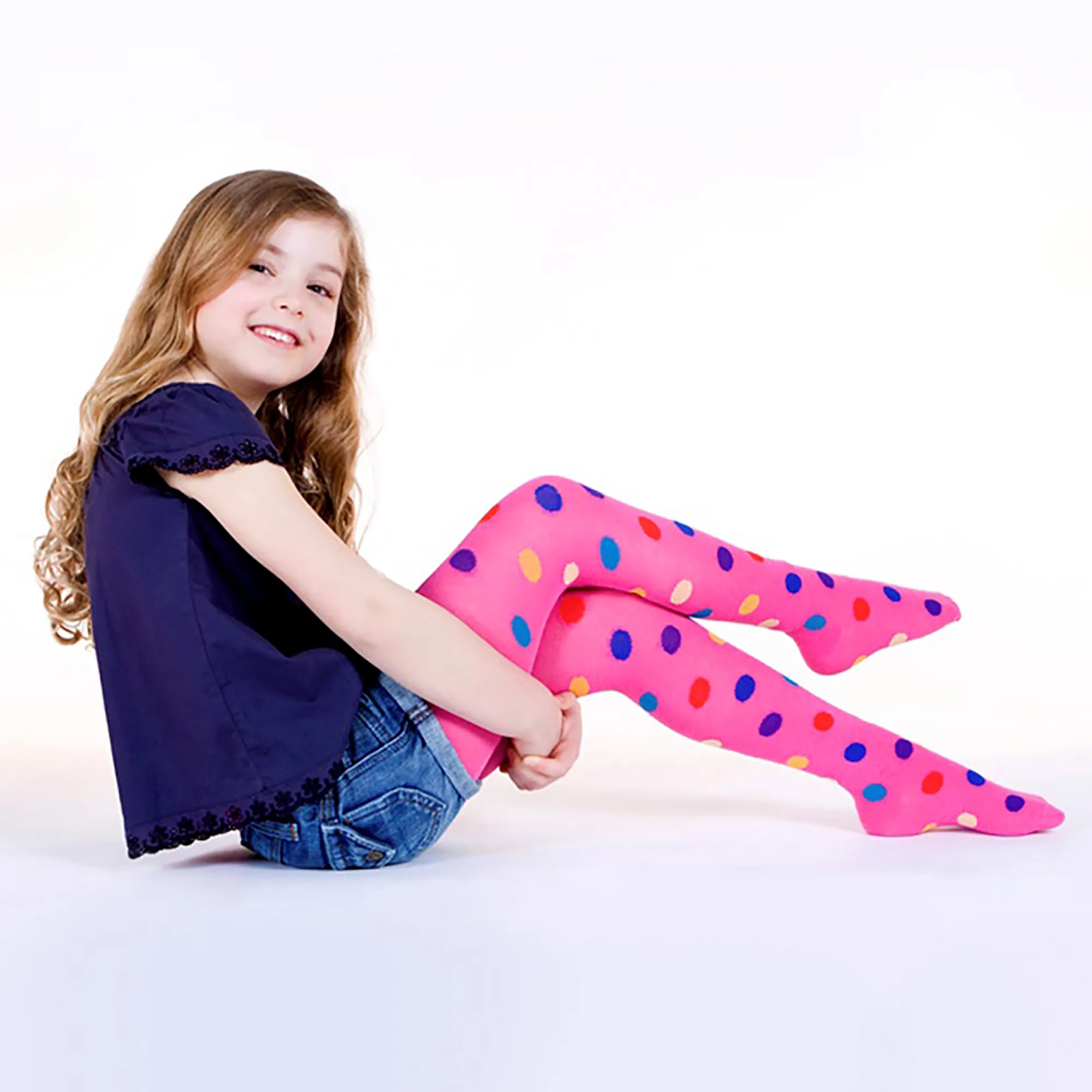 Girls Pink Cotton Knitted Tights