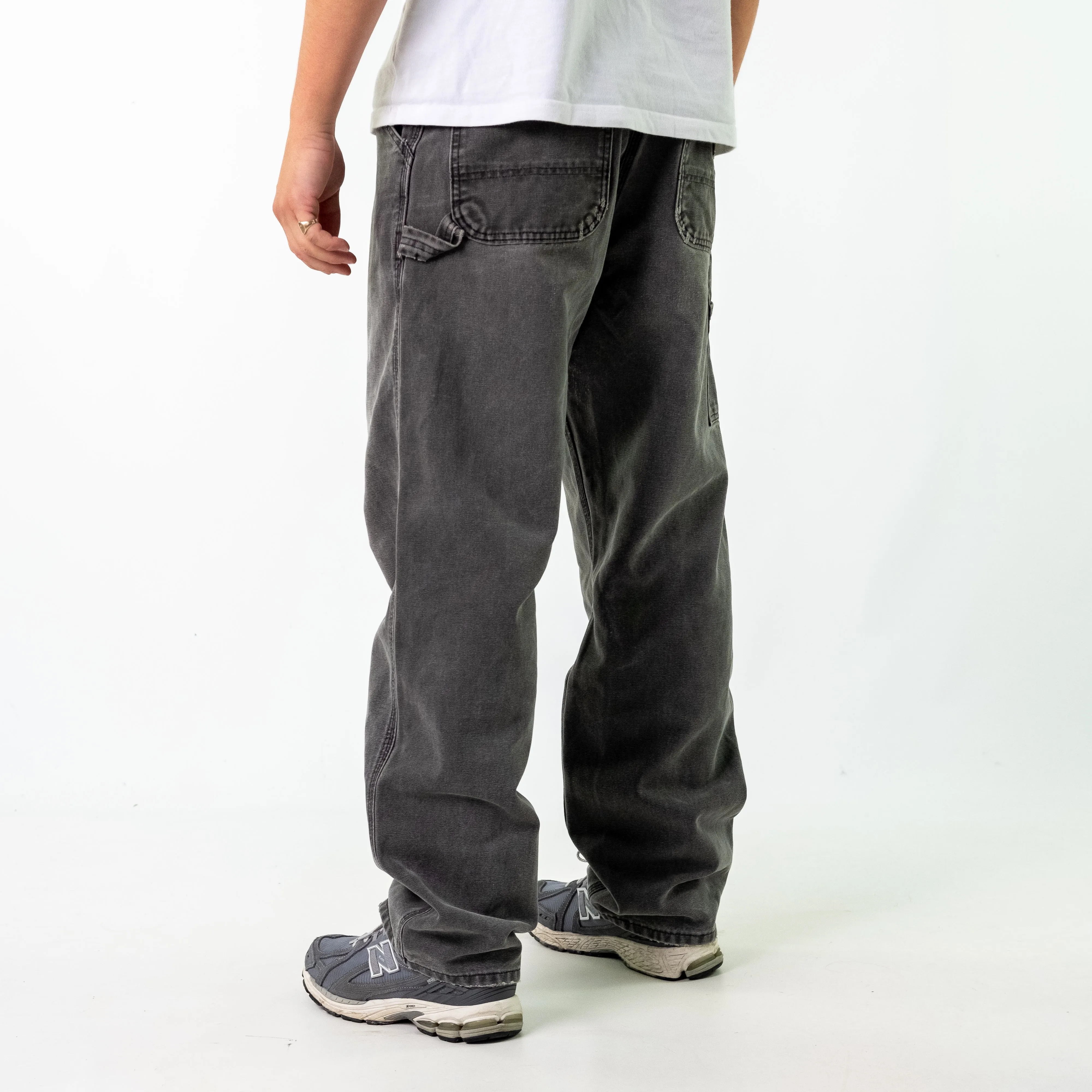 Grey 90s Carhartt Denim Carpenter Jeans Baggy Pants (34x32)