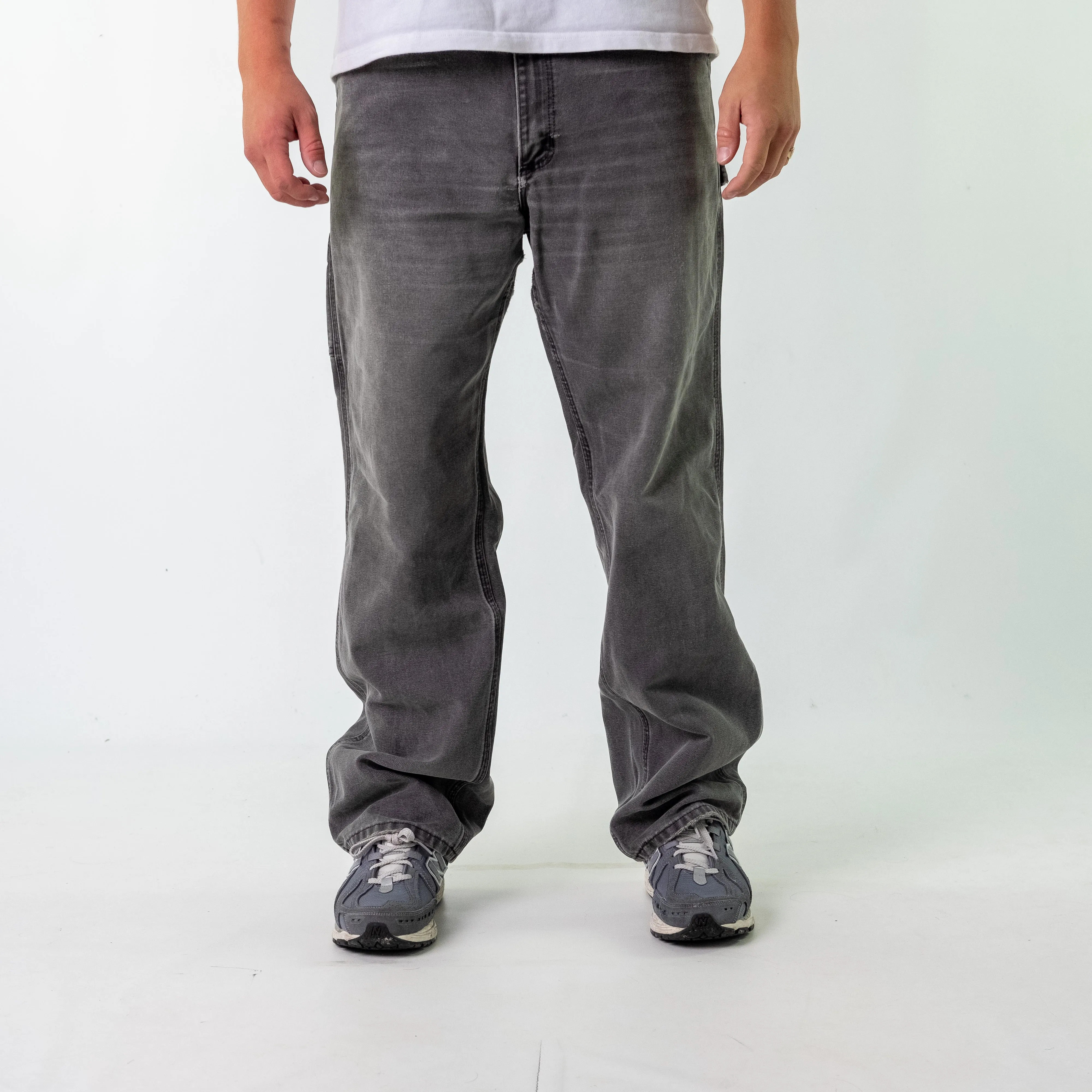 Grey 90s Carhartt Denim Carpenter Jeans Baggy Pants (34x32)