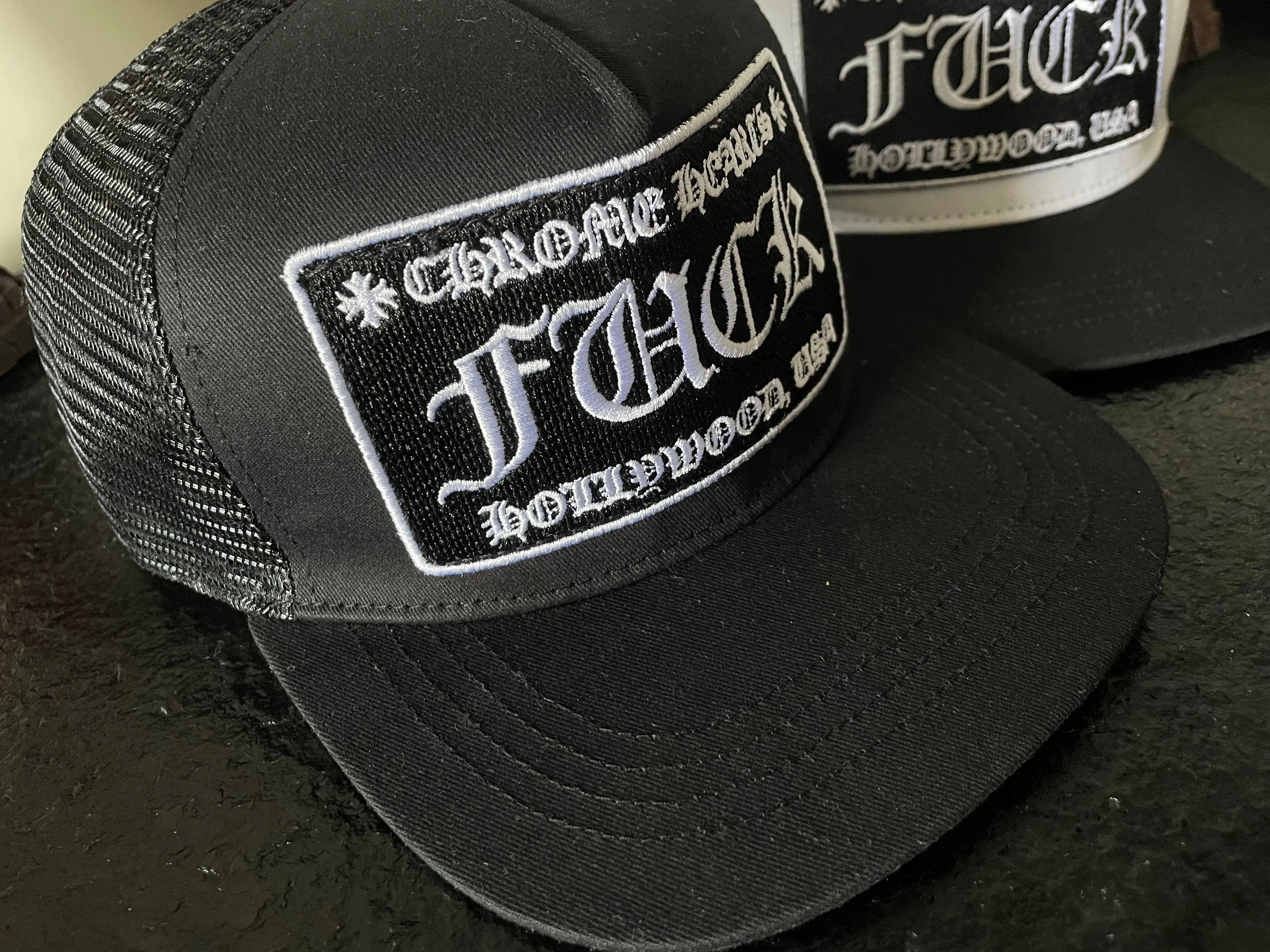 Hat Black & White Embroidered Logo