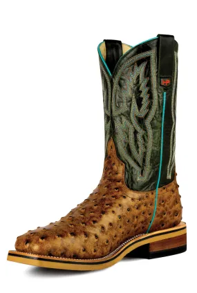 Horse Power Mens Honey Impostrich Emerald Leather Work Boots 12 EE