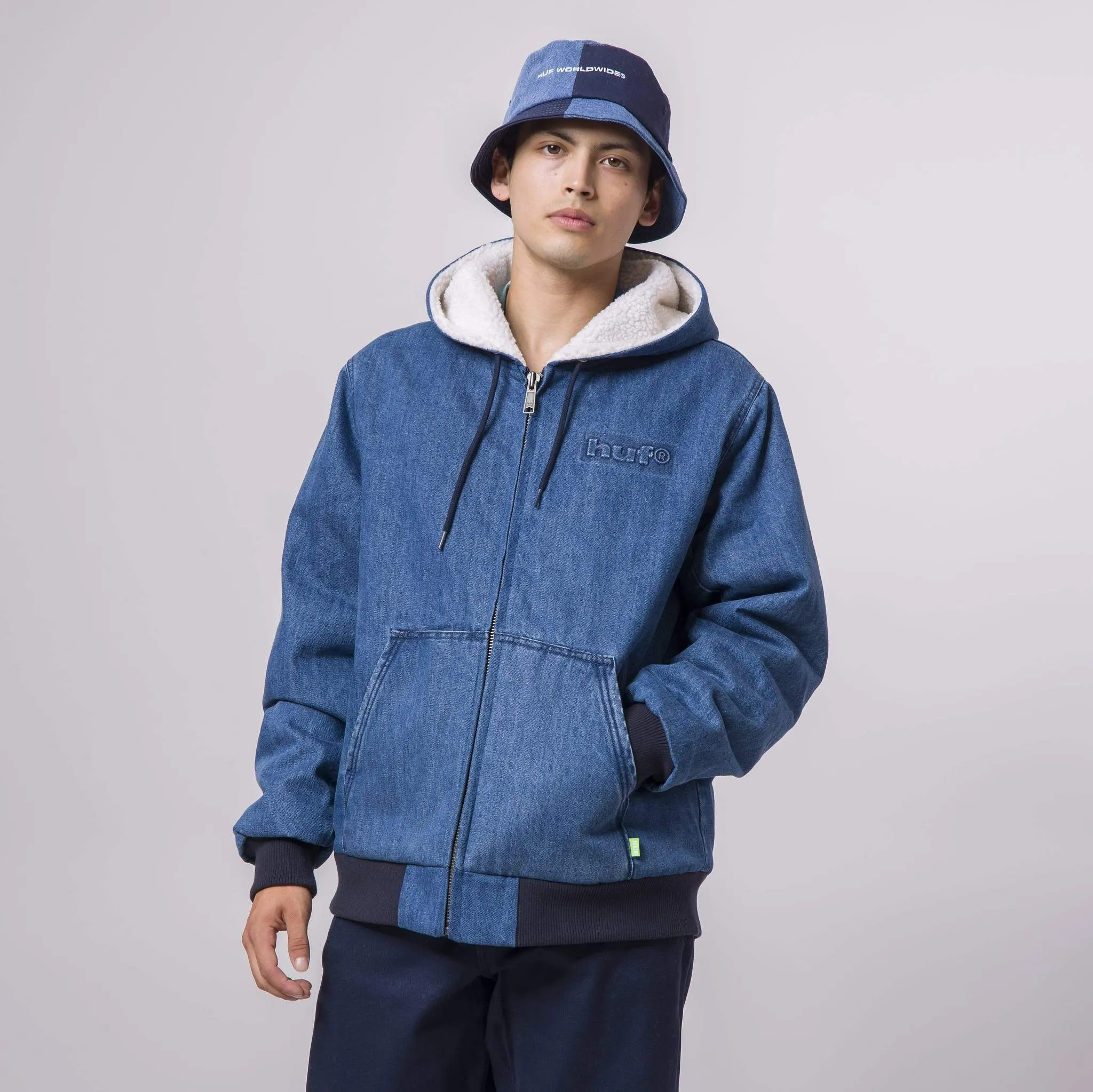 HUF COLTON HOODED ZIP JACKET // INDIGO