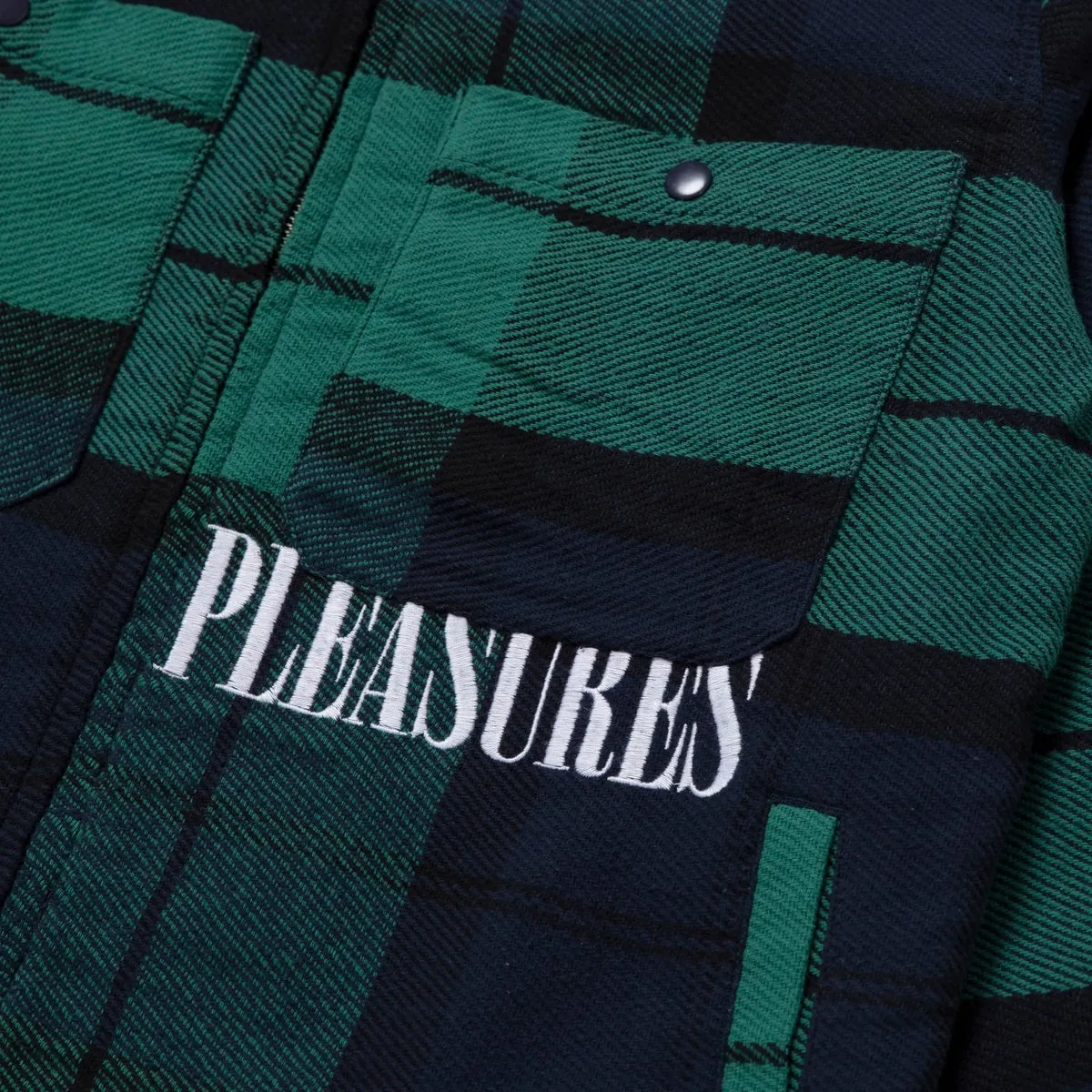 HUF X PLEASURE BLACKWATCH WORK JACKET // NAVY